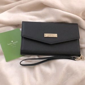 Kate Spade Black Saffiano Leather Phone Wristlet
